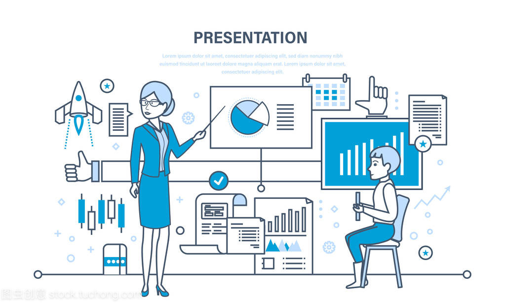 演講者做演示文稿和關于市場、 銷售、 電子商務專業(yè)培訓